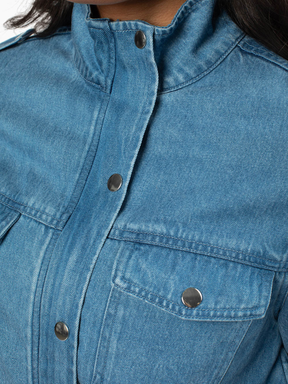 Close-up of button detail on Ziggy Jacket