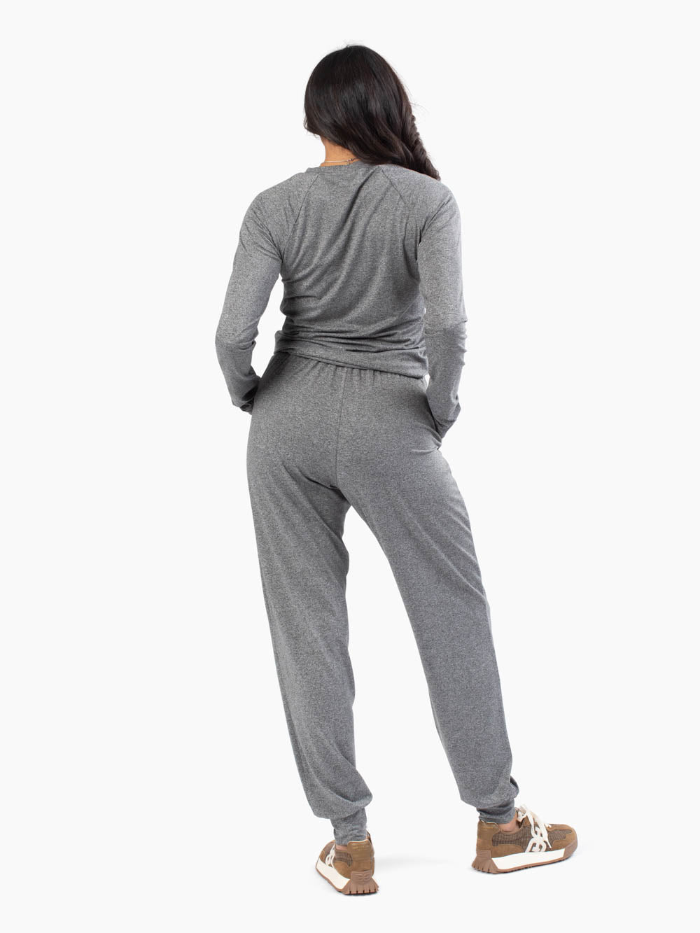 Grey matching jogger set for tall women – Amalli Talli