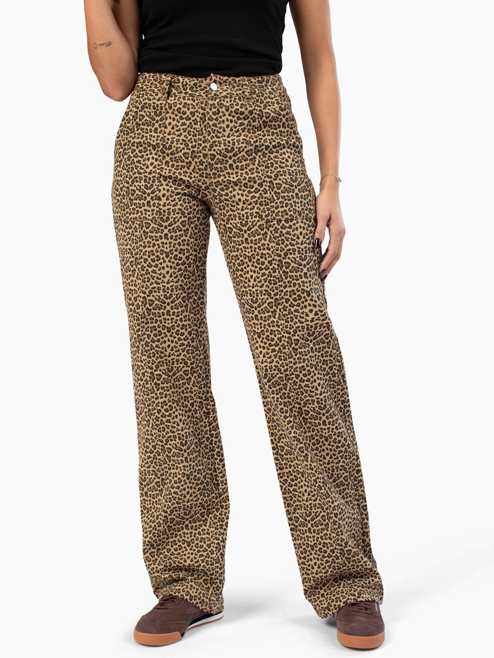 Tall girl leopard pants with extended inseam length