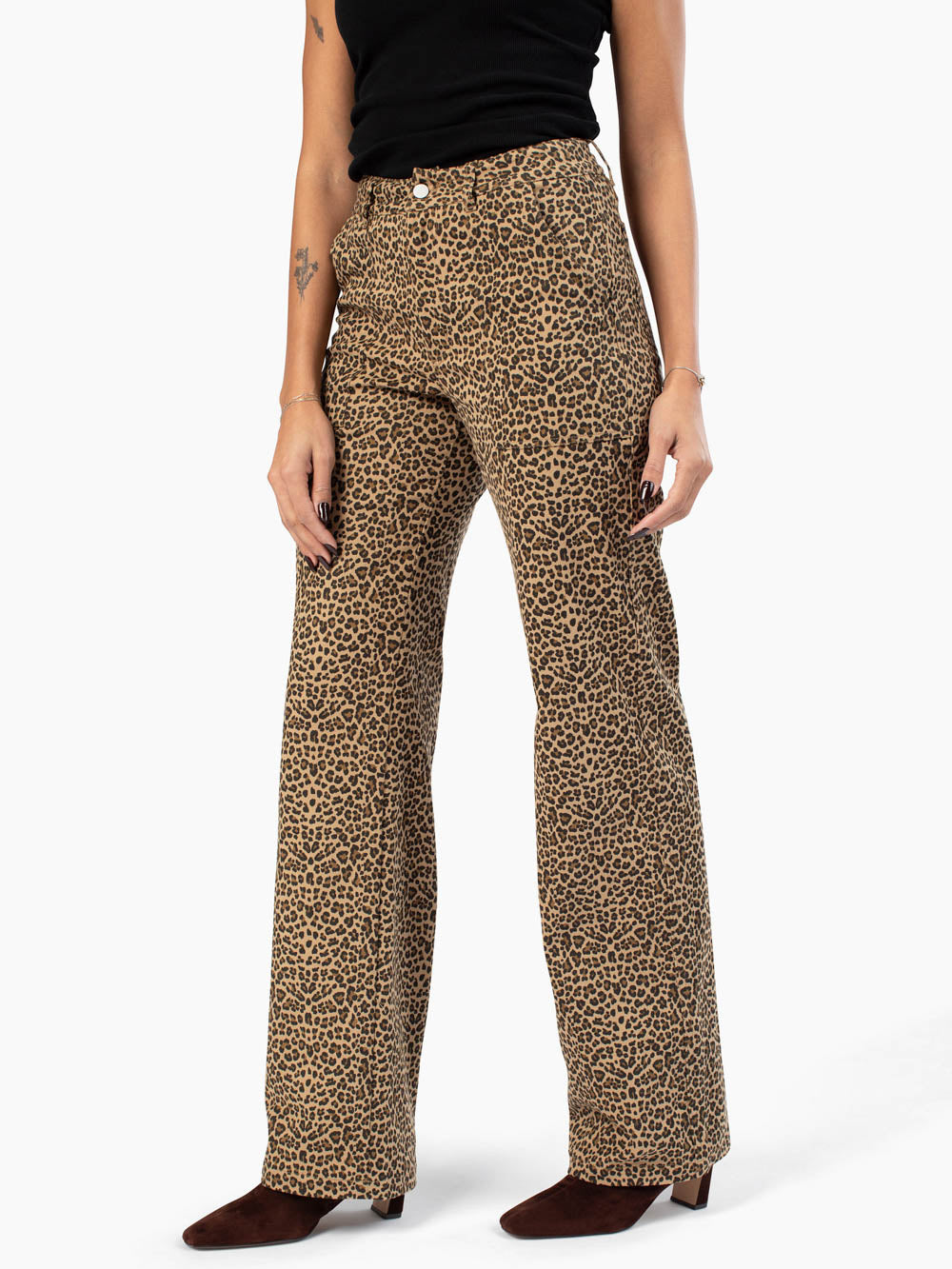 Extra long leopard pants designed for tall women