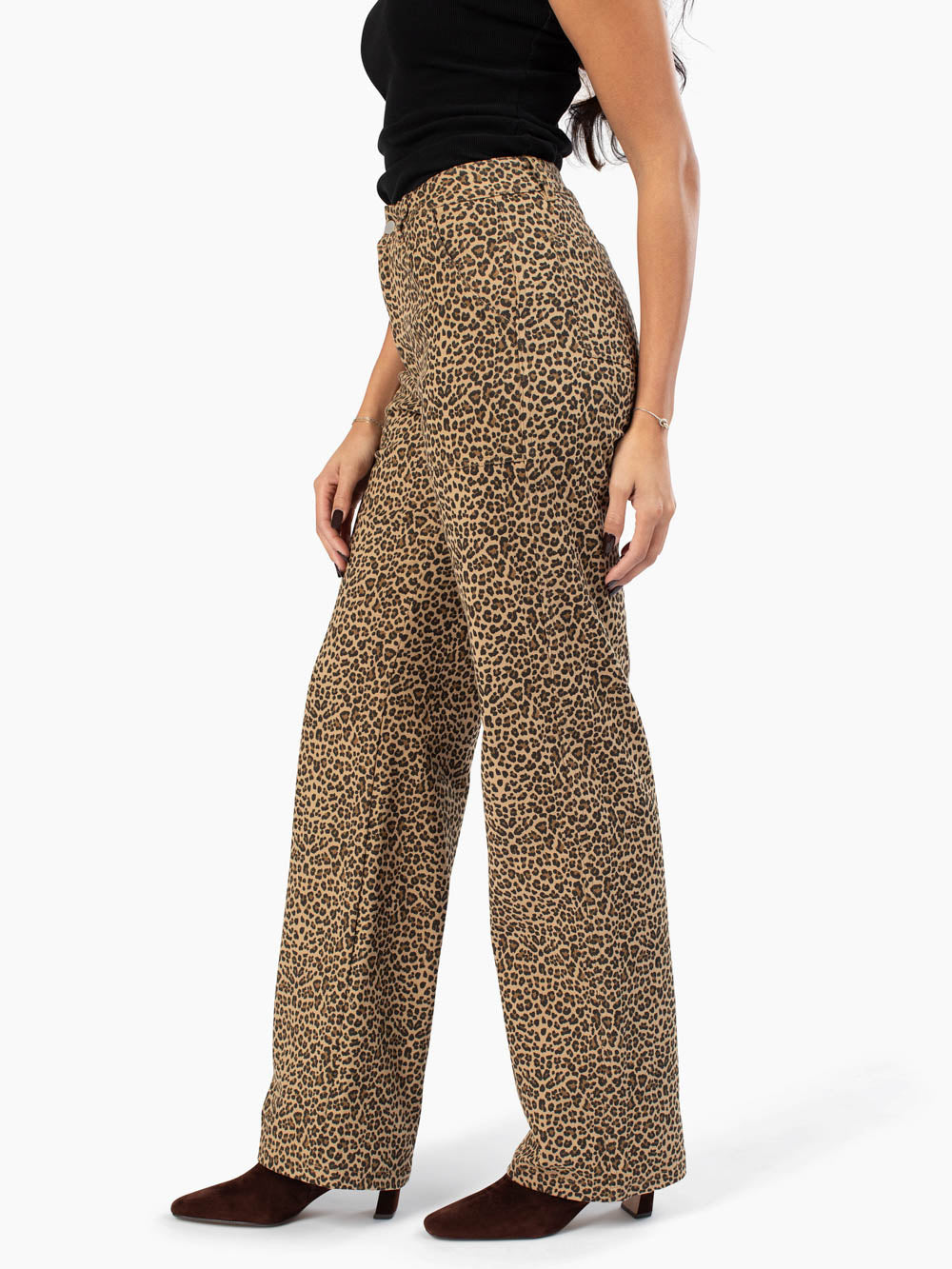 Long inseam leopard trousers made for tall women