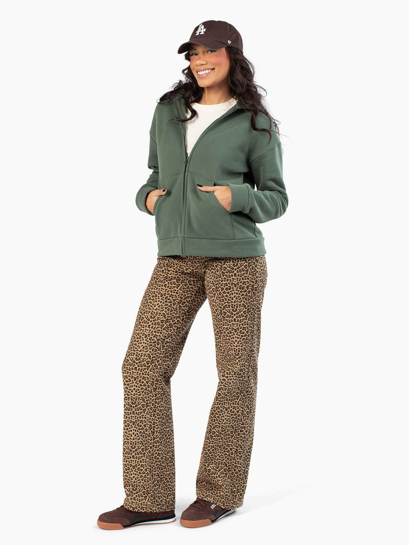 Winter moss green zip up hoodie for tall women