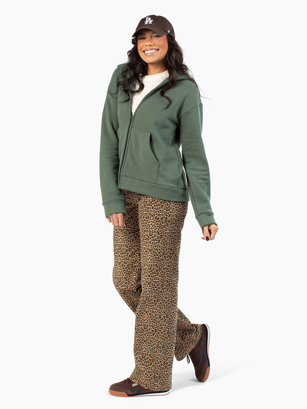 Tall women's zip hoodie in winter moss