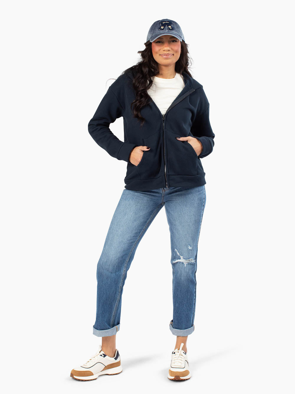 Tall women's everyday zip hoodie in storm blue