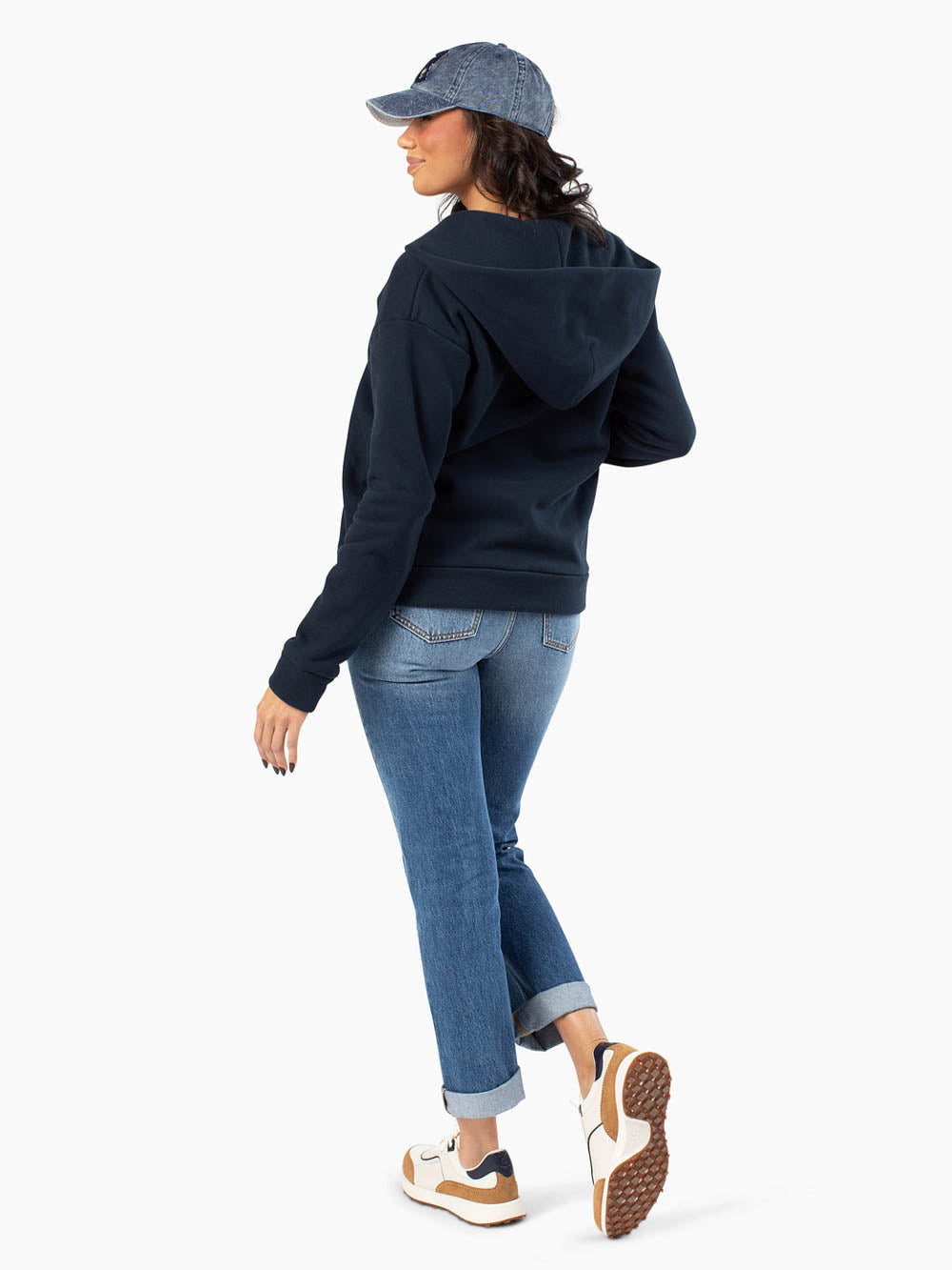 Blue sweatshirt made for tall proportions