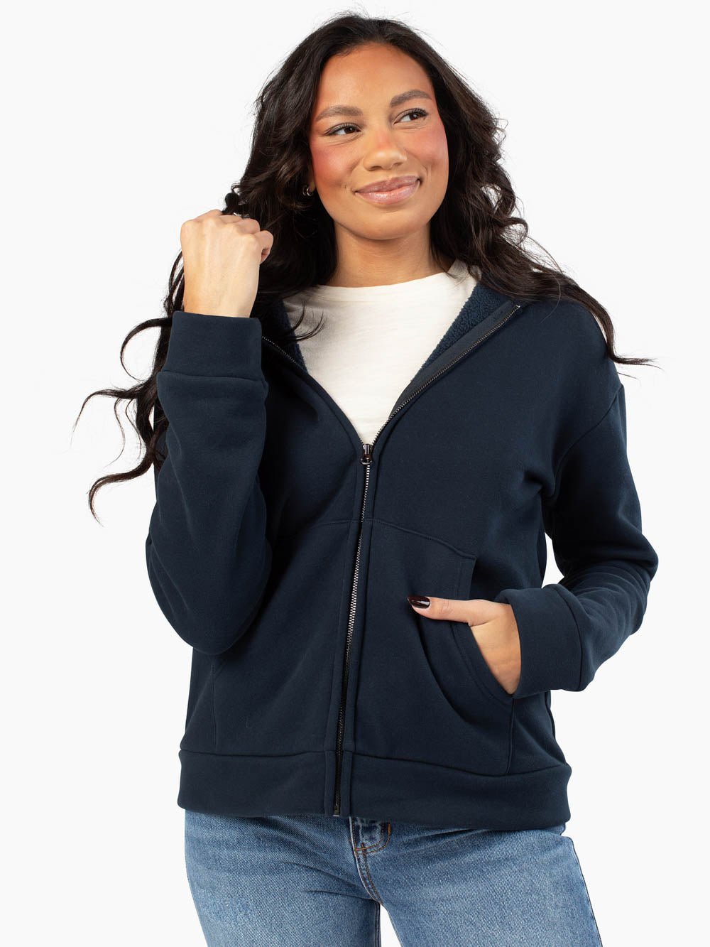 Tall girl blue hoodie with longer sleeves