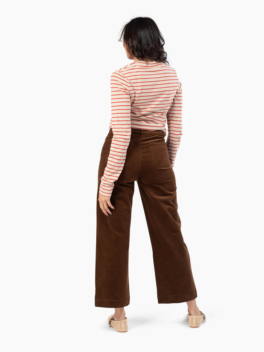 Neutral striped tee made for tall girl fit