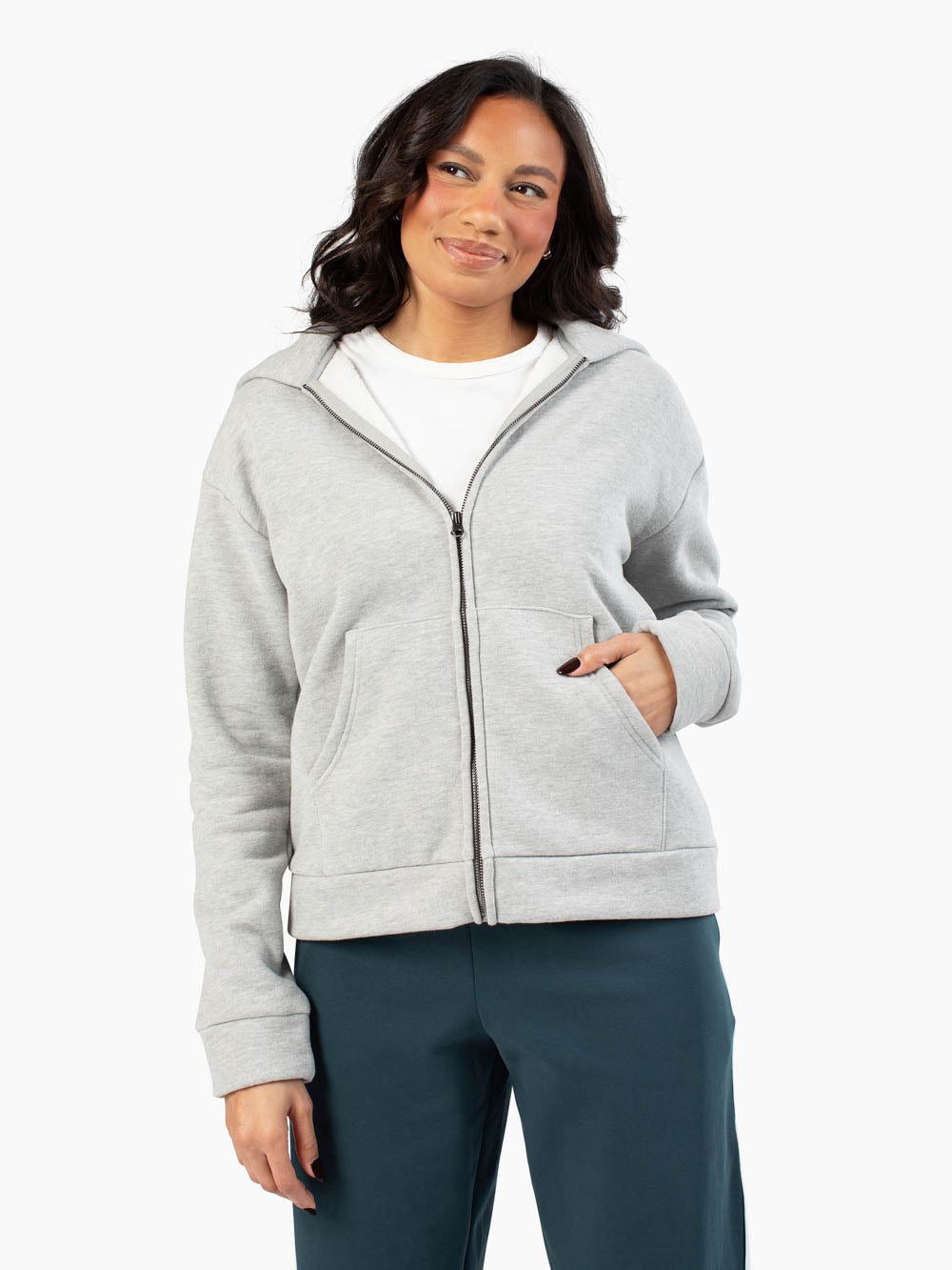 Tall girl zip hoodie with longer sleeves and relaxed fit