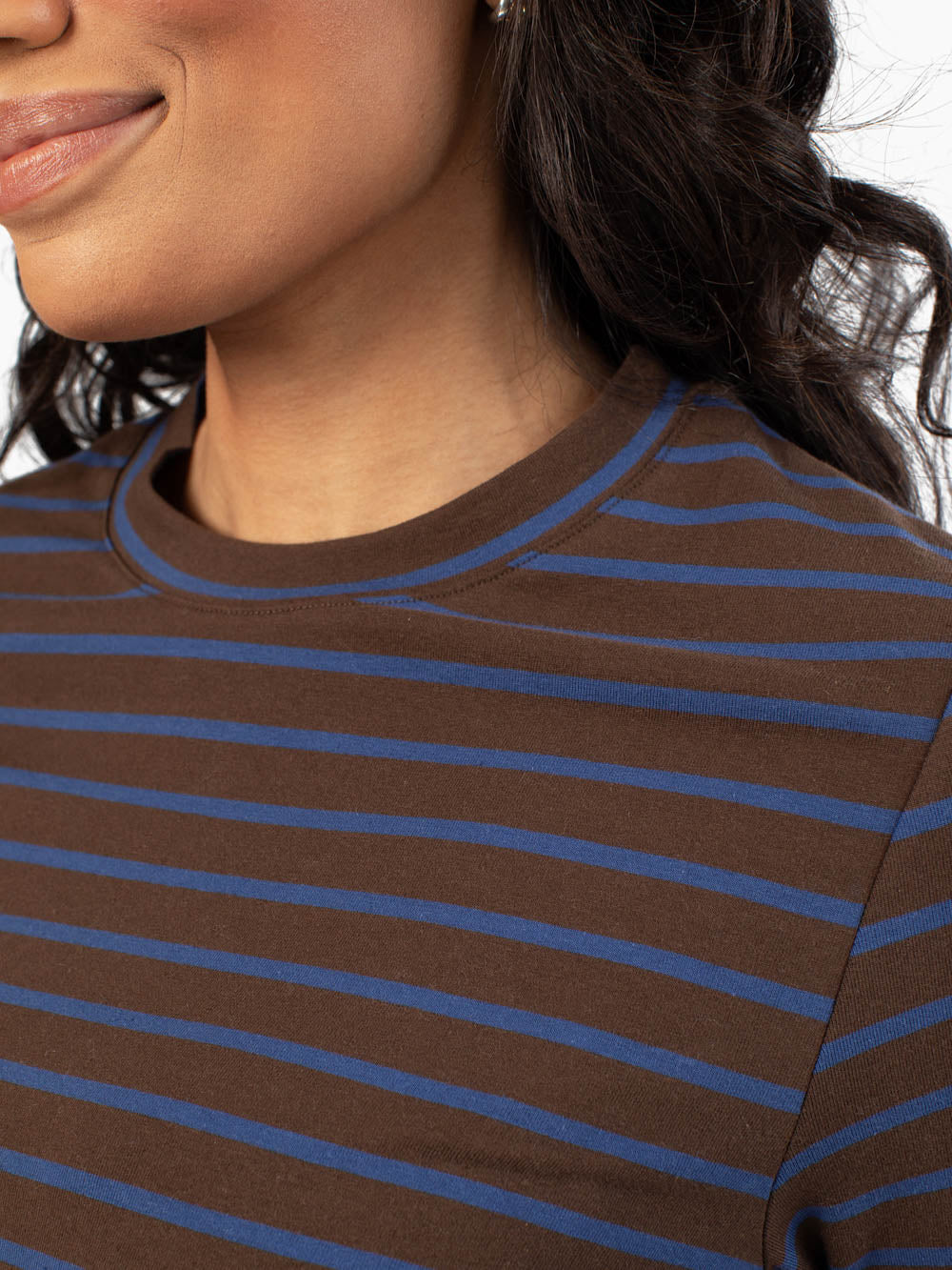 Striped everyday tee made for tall girl proportions