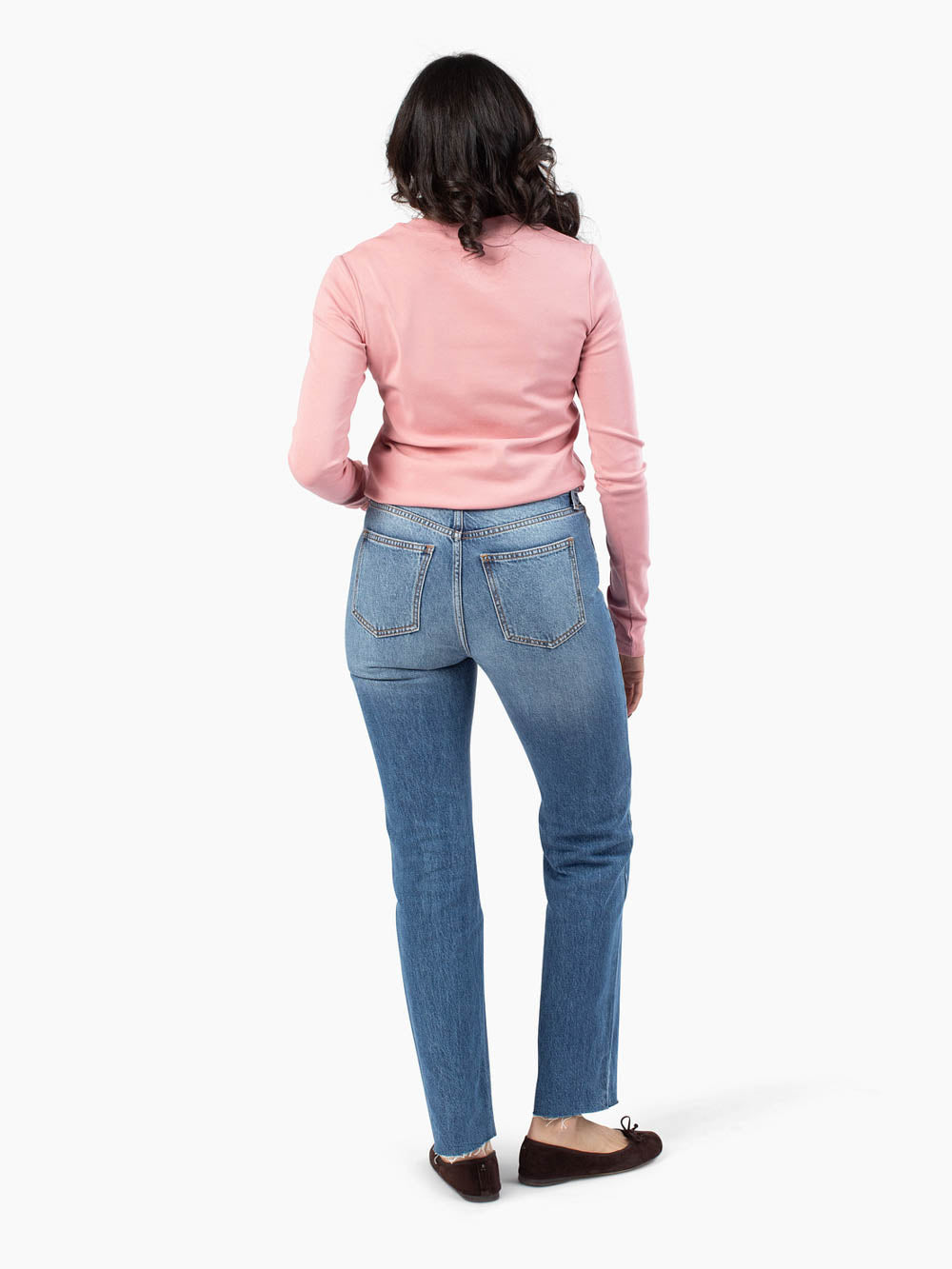 Soft pink long sleeve top made for tall proportions