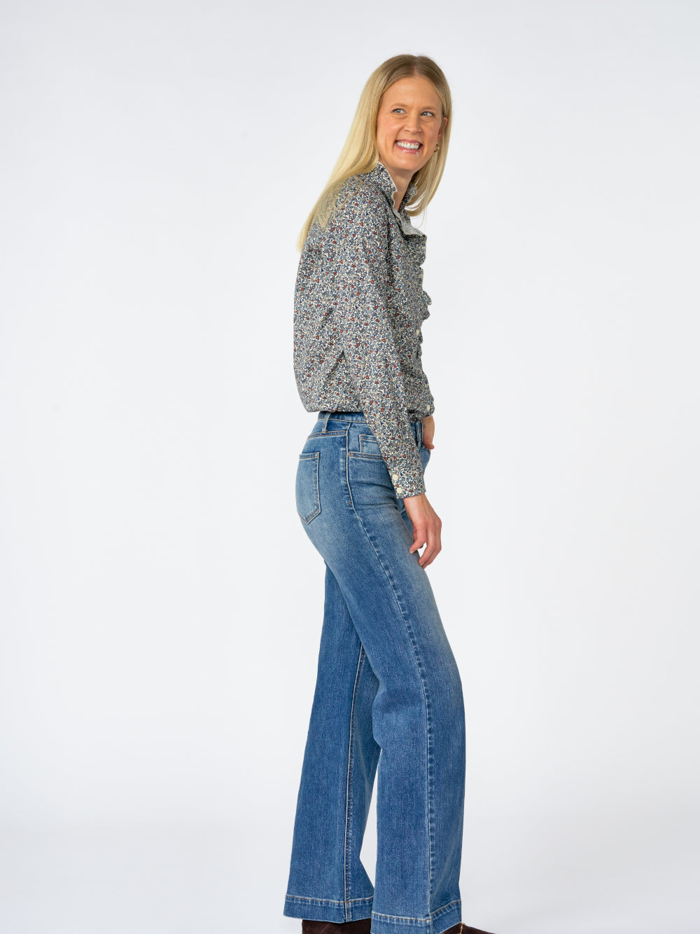Cecily Paisley Ruffle Blouse for tall women, photo 4