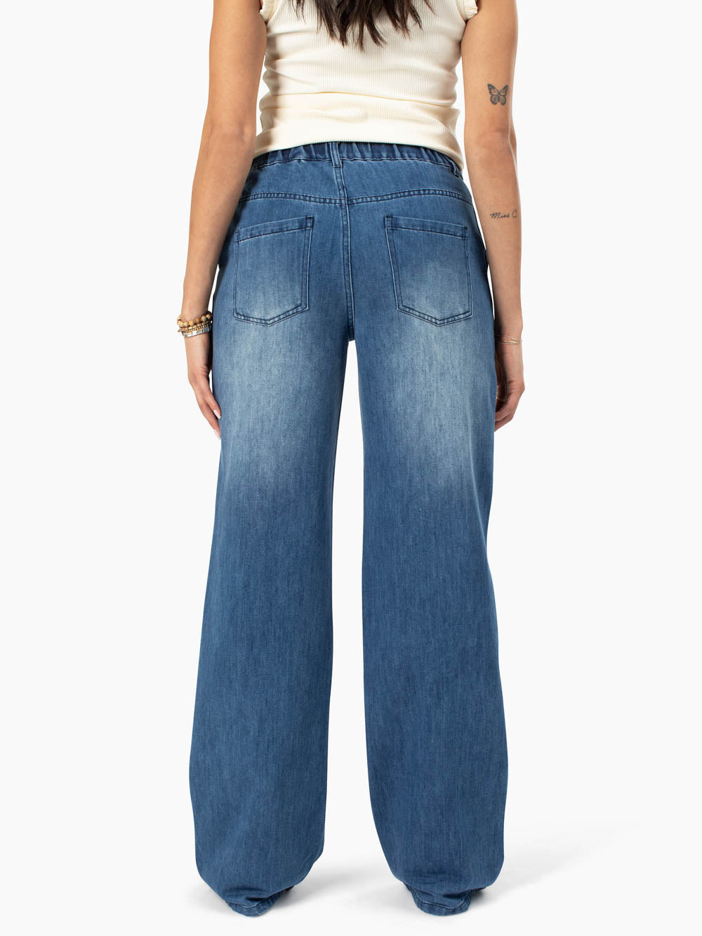Lennon Drawstring Wide Leg Tall Jean - Medium Wash