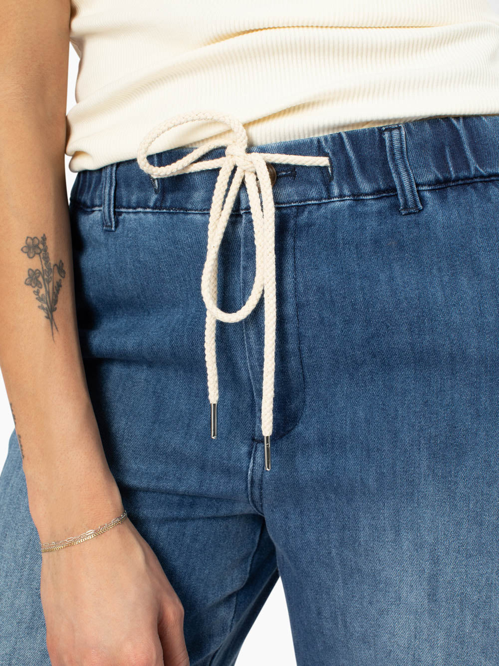 Lennon Drawstring Wide Leg Tall Jean - Medium Wash