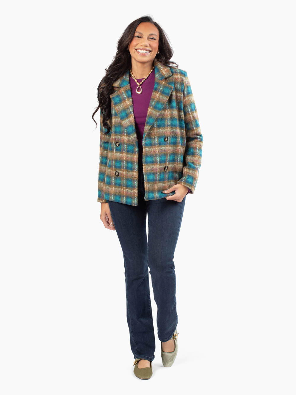 Savannah Multi Color Plaid Blazer for Tall Women | Amalli Talli