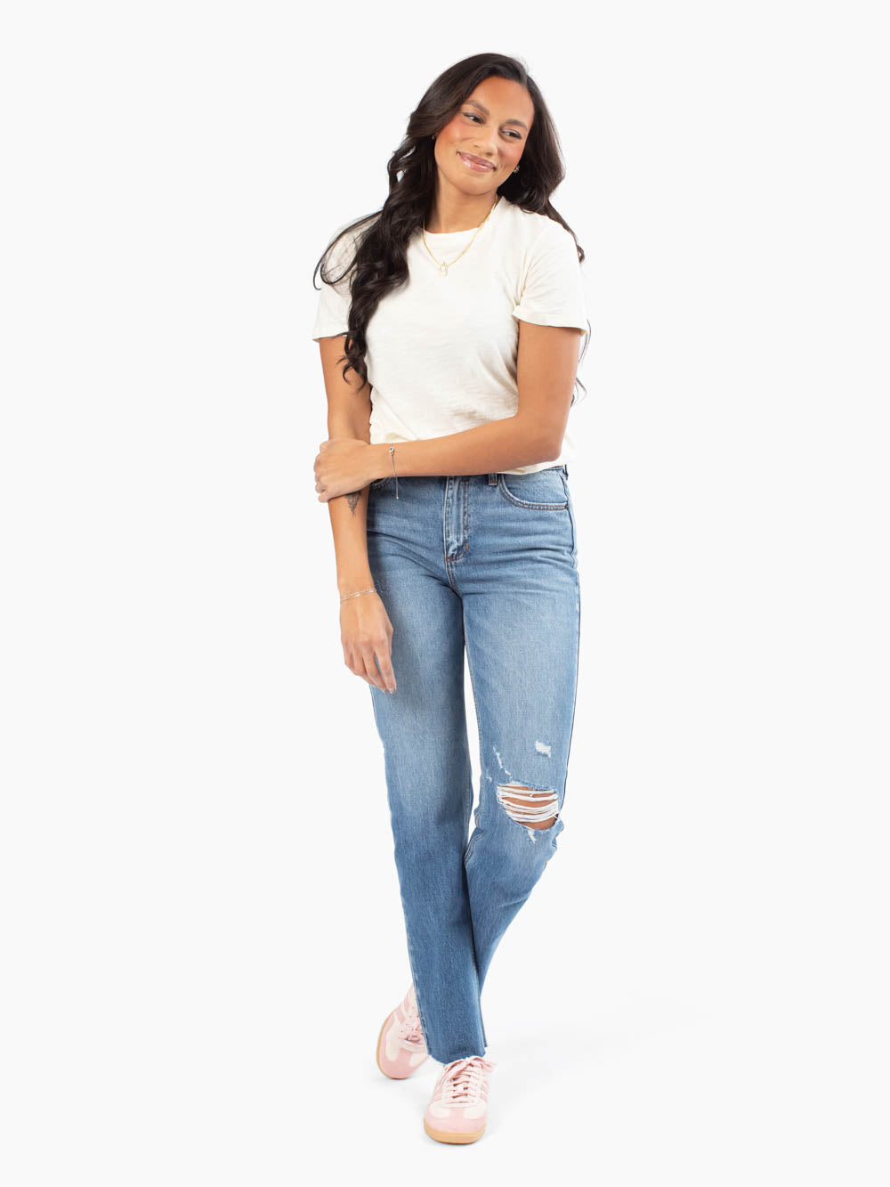 Sienna Vintage Straight Ankle Tall Jean - Medium Distressed Wash