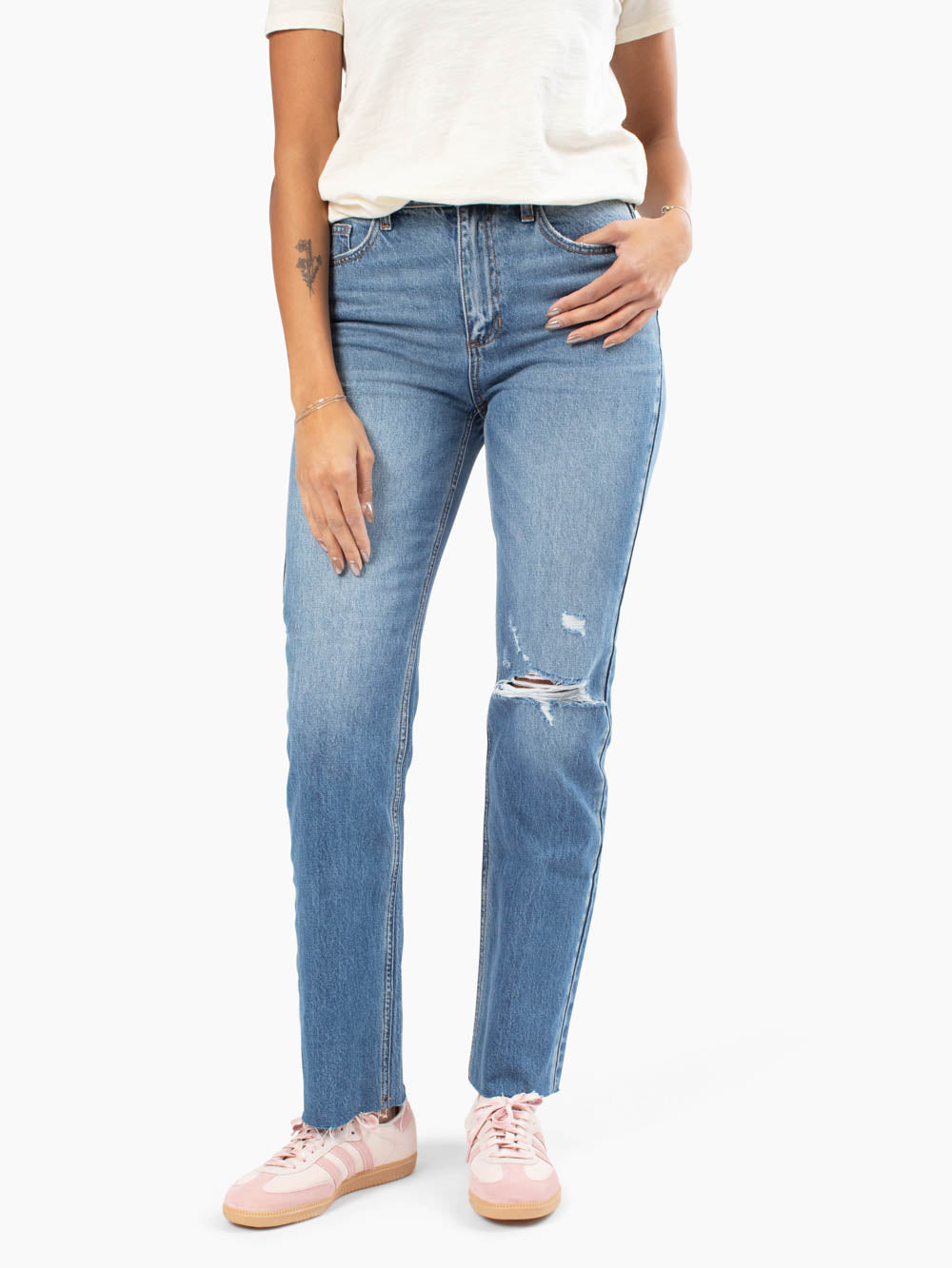 Sienna Vintage Straight Ankle Tall Jean - Medium Distressed Wash