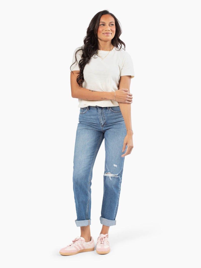 Sienna Vintage Straight Ankle Tall Jean - Medium Distressed Wash