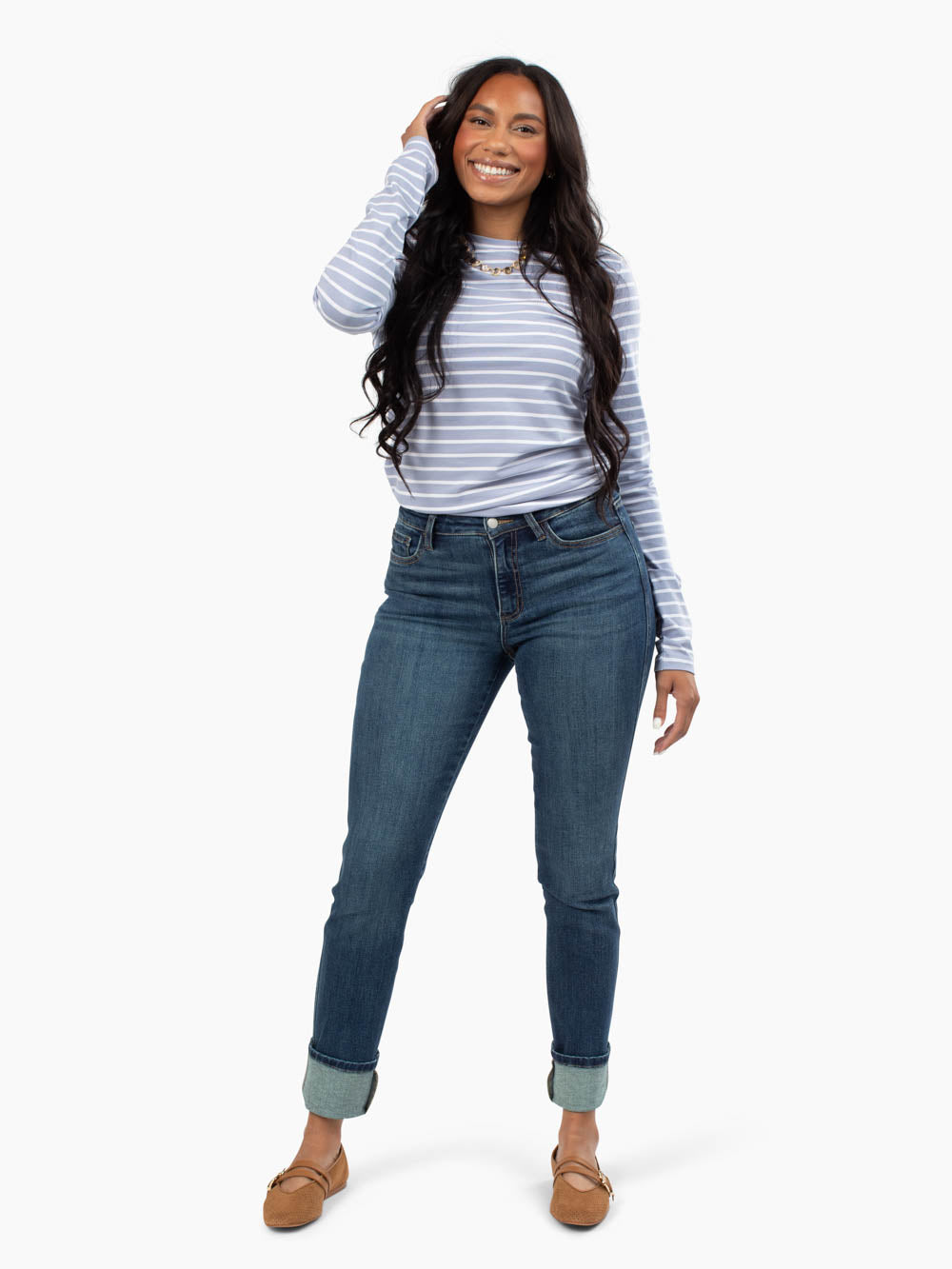 Brooklyn Tall Cuffed Straight Leg Jean - Dark Wash