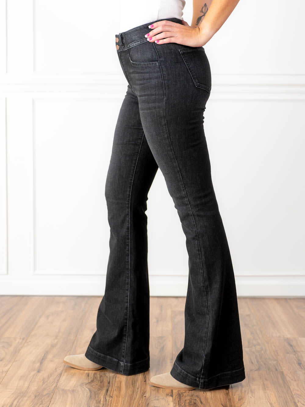 Esme Flare Jean for Tall Women - Black Wash | 34