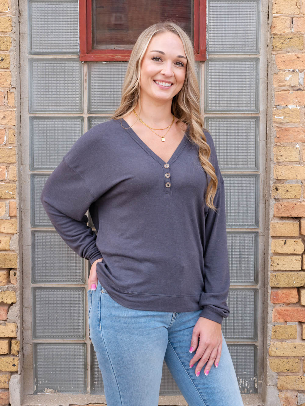 Henley Long Sleeve Top for Tall Women - Amalli Talli
