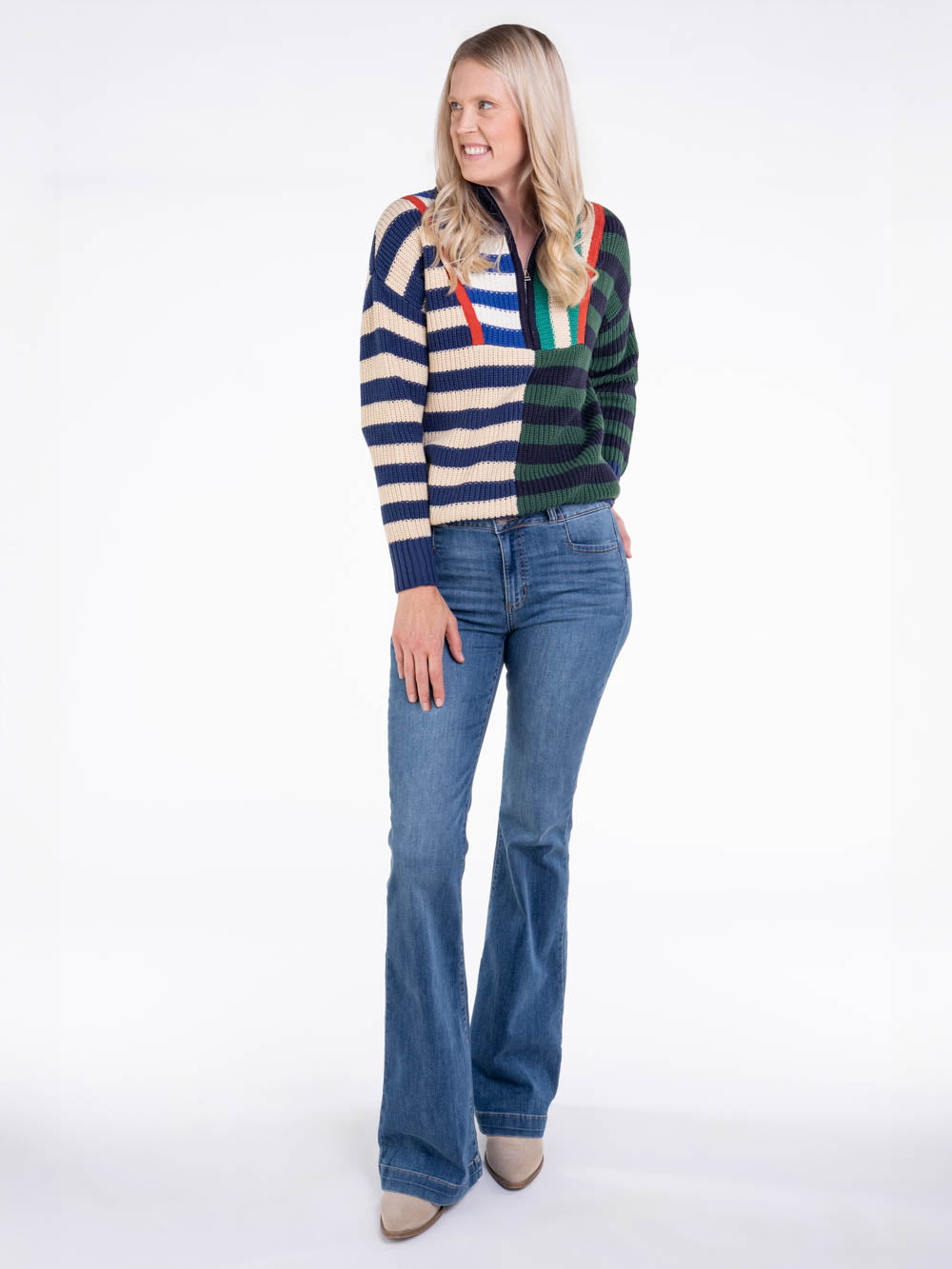 Striped Colorblock Sweater for Tall Ladies