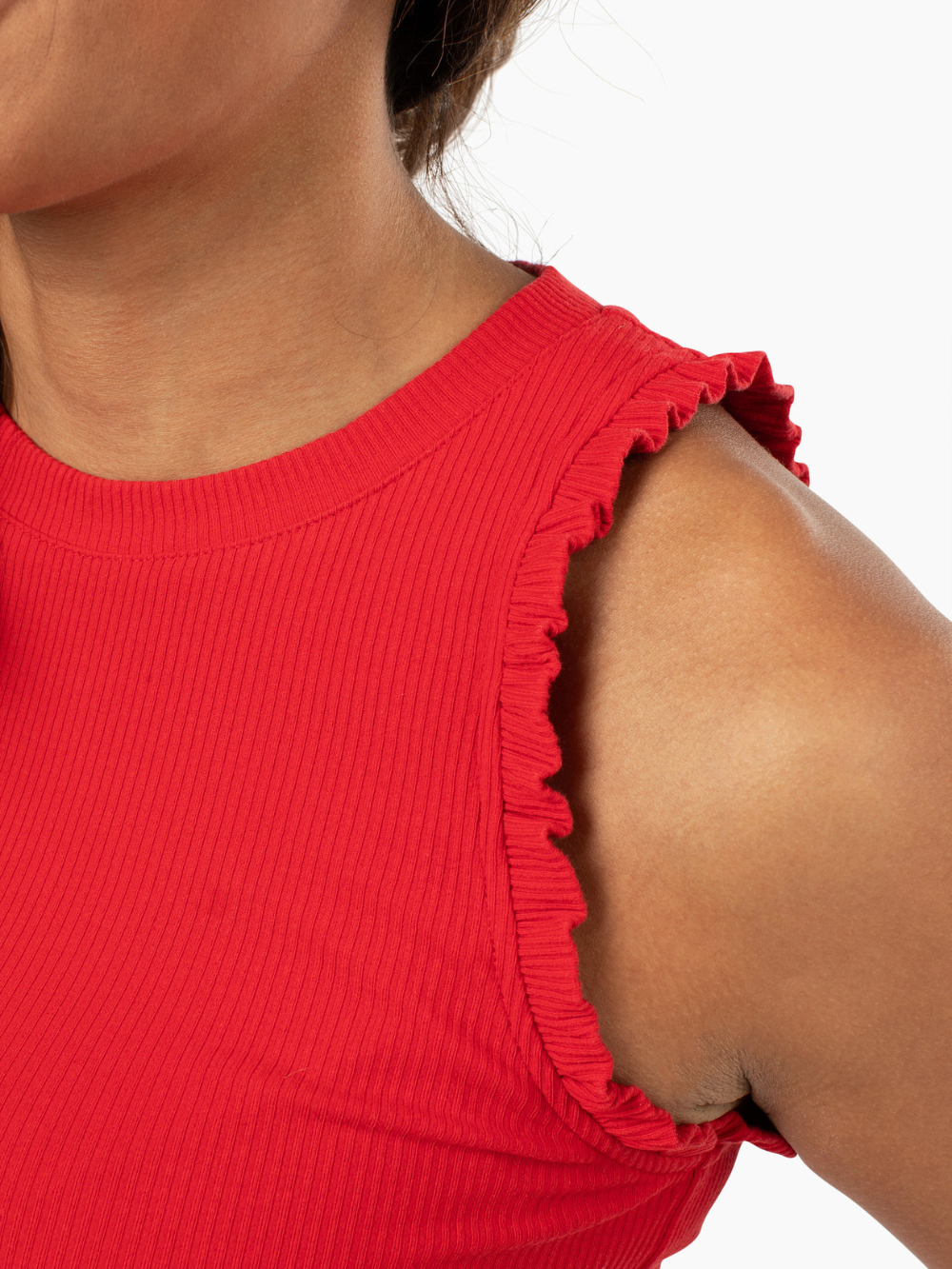 Chloe Ruffle Tall Tank - Red