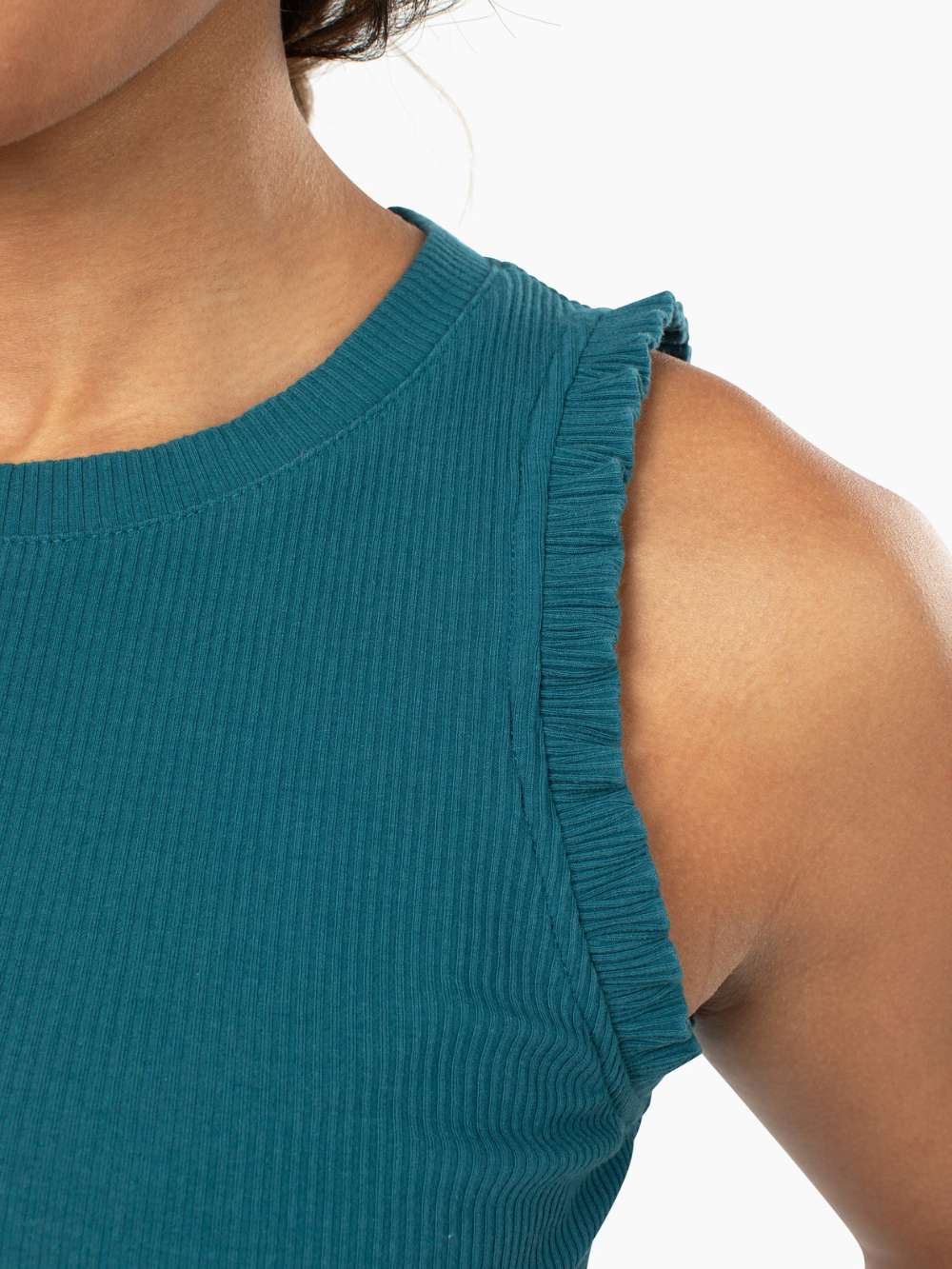 Chloe Ruffle Tall Tank - Teal