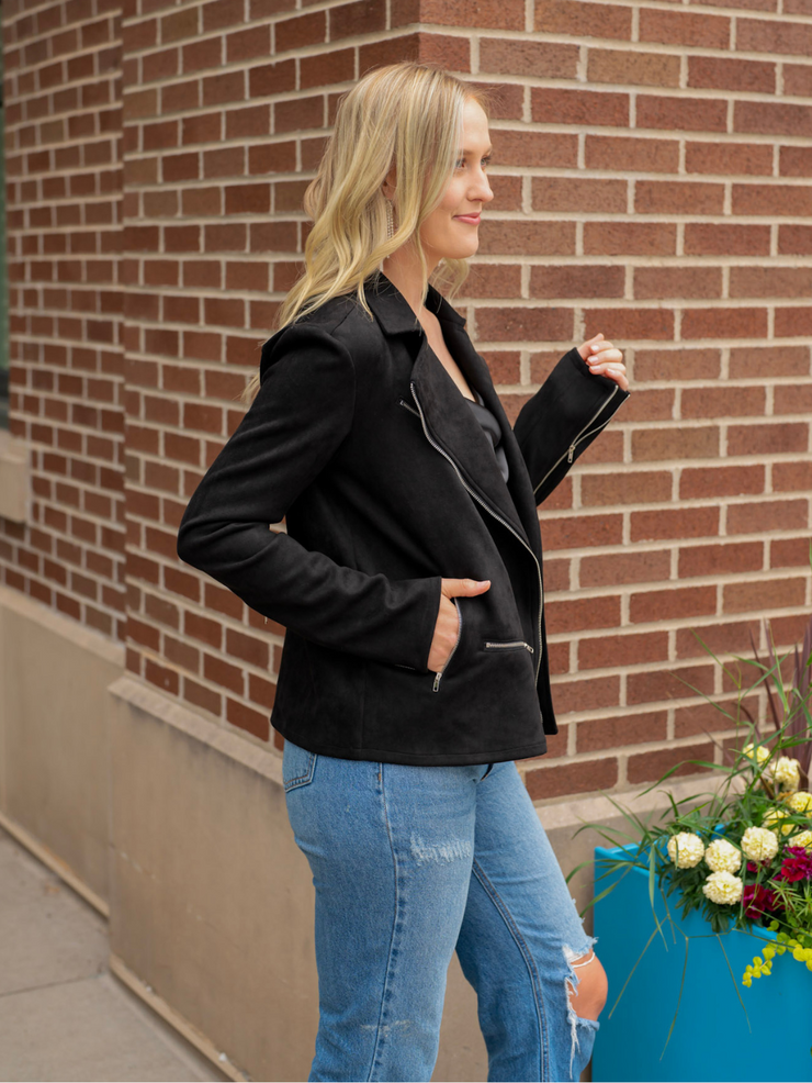 Tall Black Moto Jacket for Women