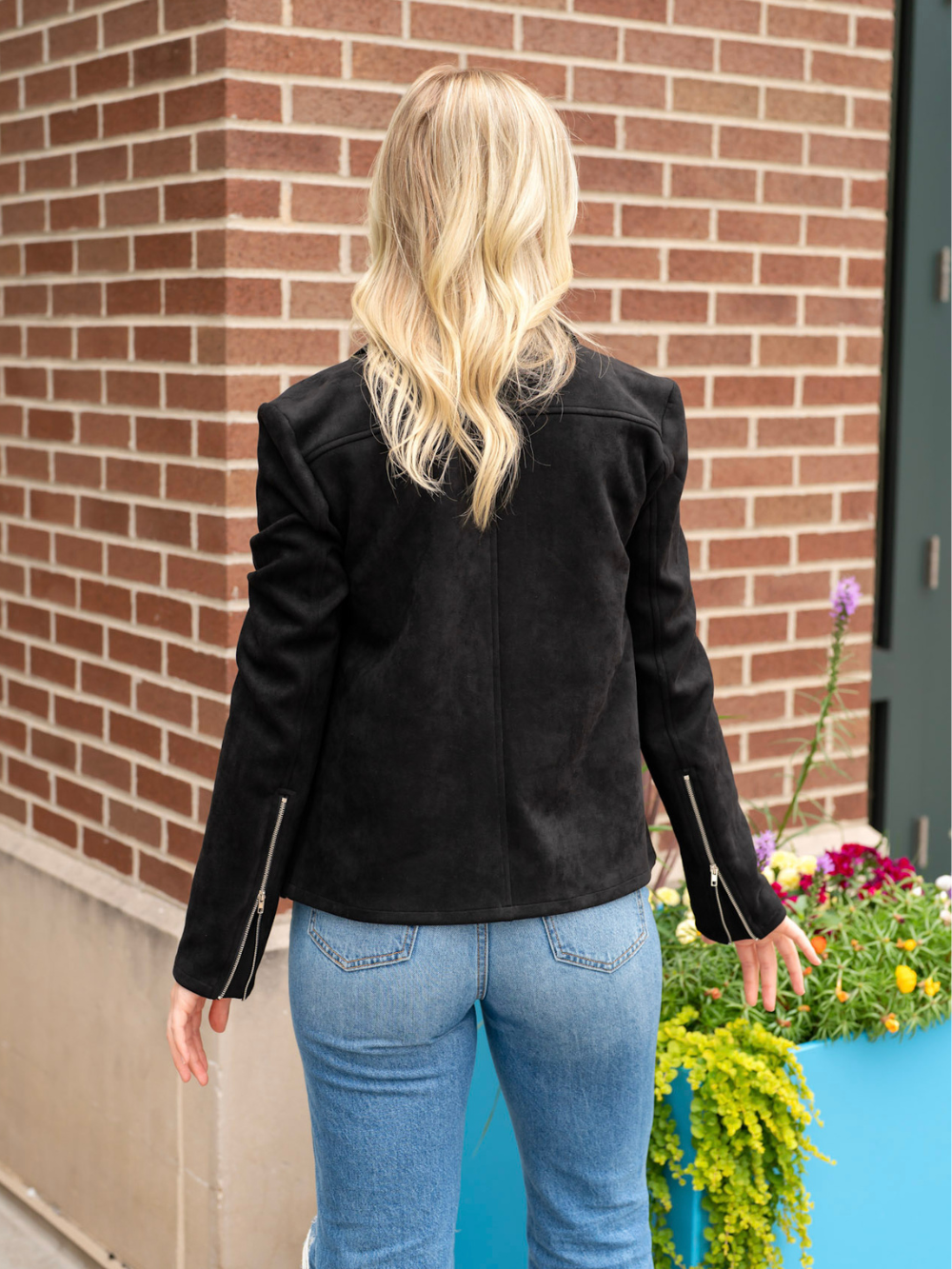 Ladies black suede biker jacket online
