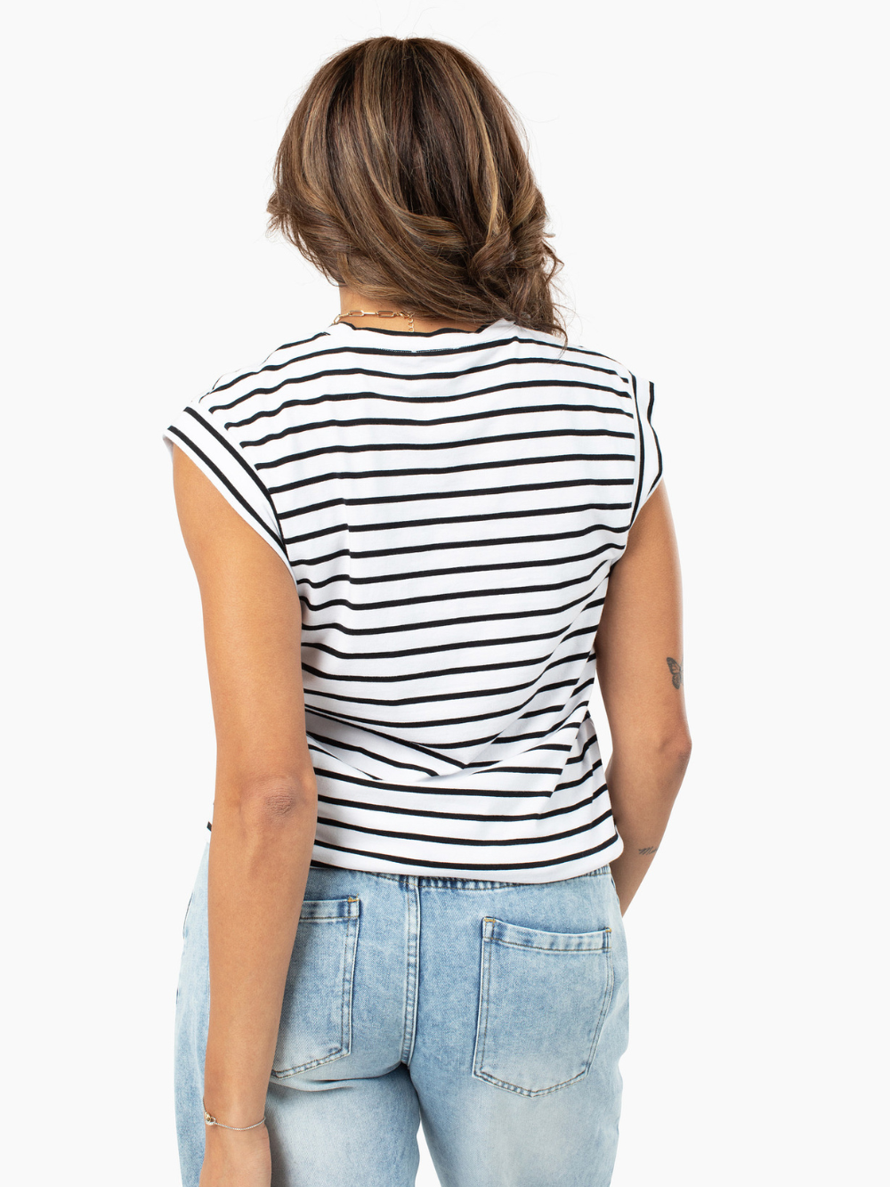 Kally Striped Tall Tank - White/Black