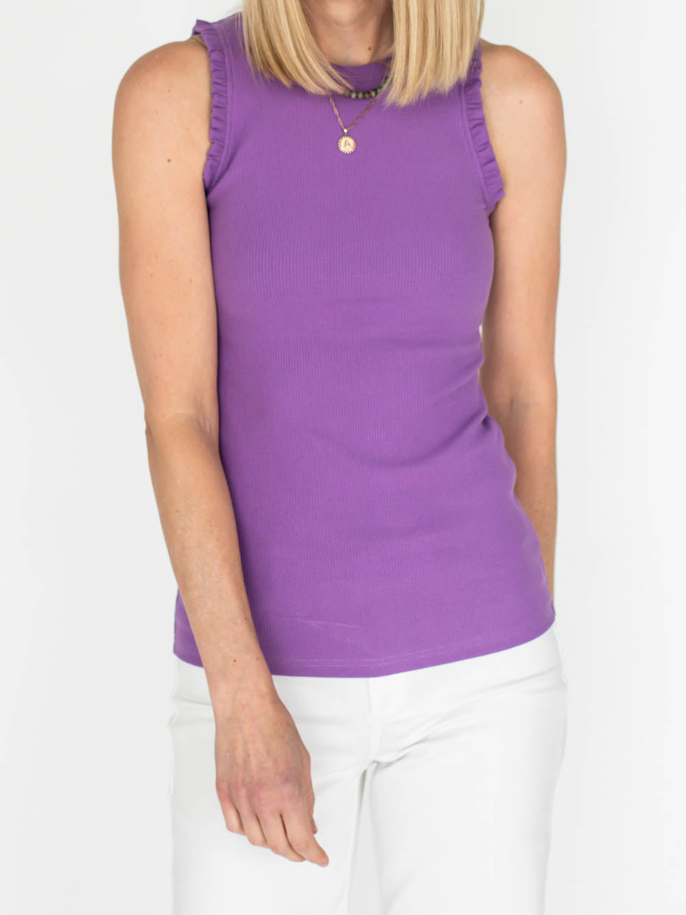 Chloe Ruffle Tall Tank - Lilac