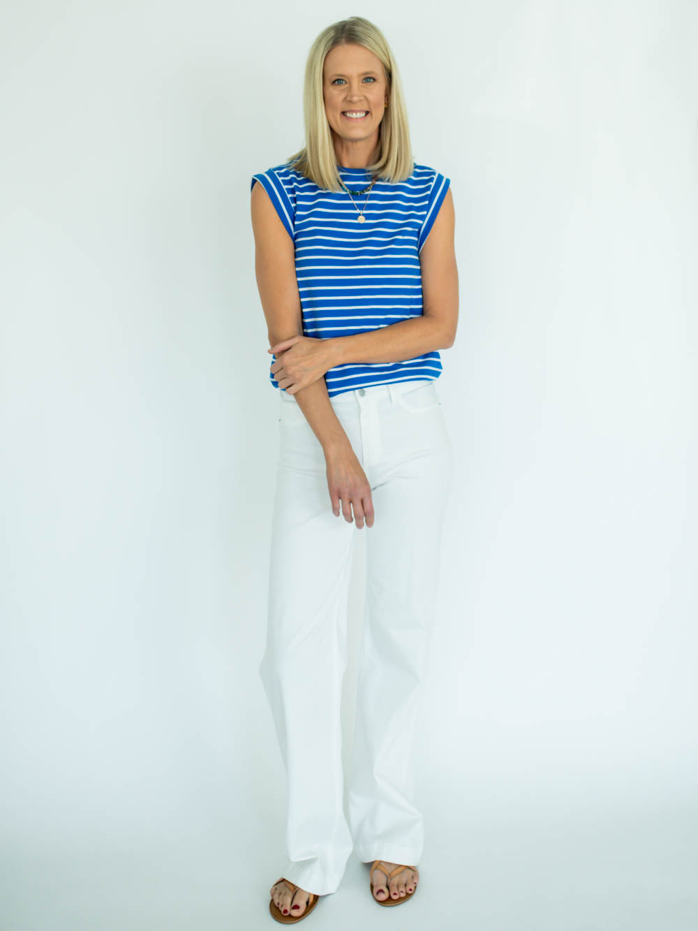 Kally Striped Tall Tank - Blue/White