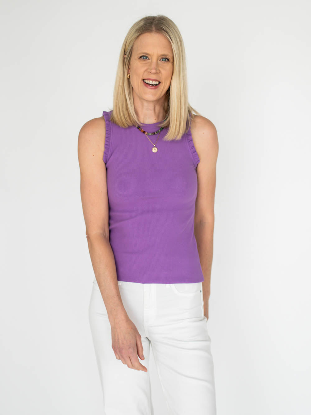 Chloe Ruffle Tall Tank - Lilac