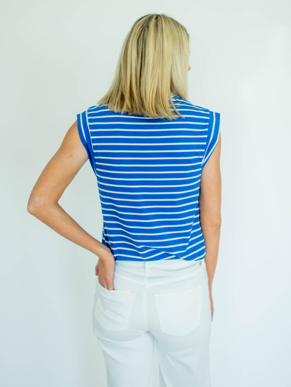 Kally Striped Tall Tank - Blue/White