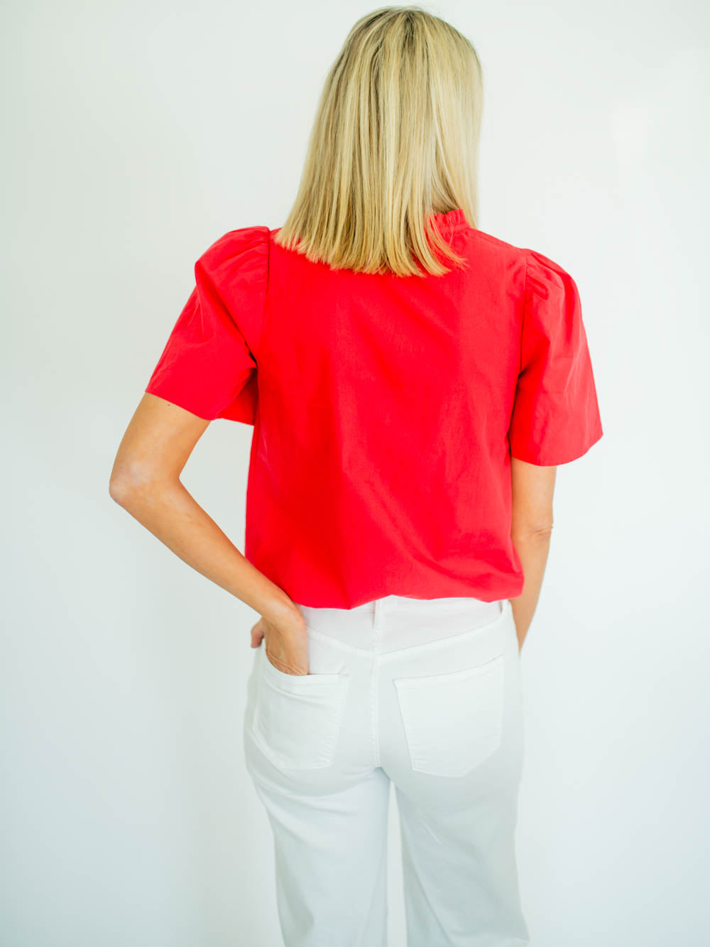 Uma Short Sleeve Tall Blouse - Poppy Red
