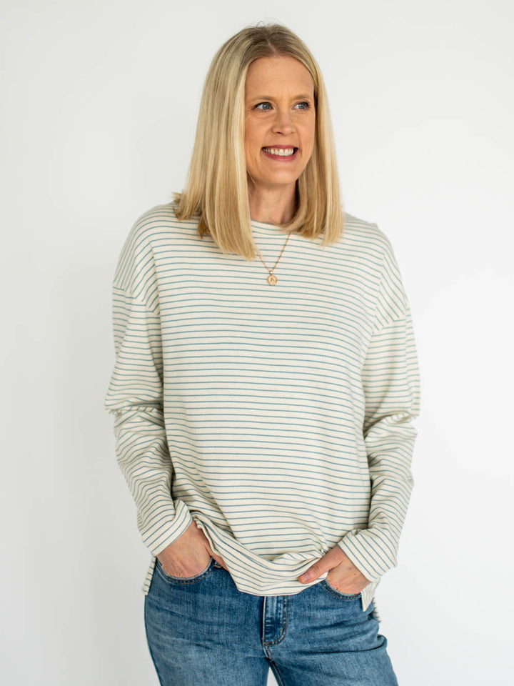 Venice Striped Long Sleeve Tall Tee - Light Blue