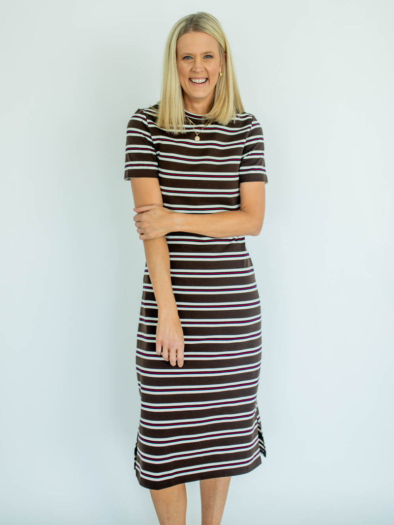 Ryann Tall T-Shirt Dress - Brown Multi