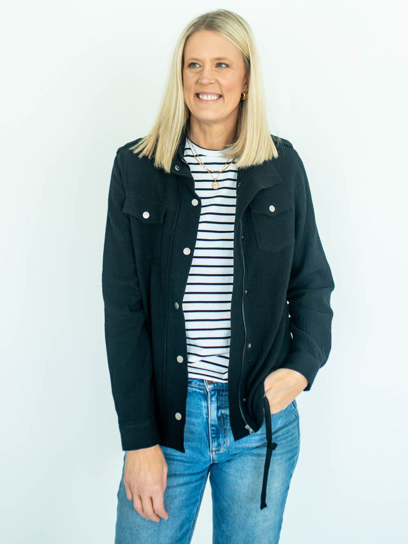 Ziggy Tall Gauze Jacket - Black