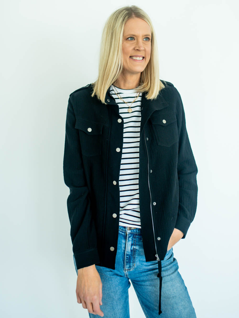 Ziggy Tall Gauze Jacket - Black