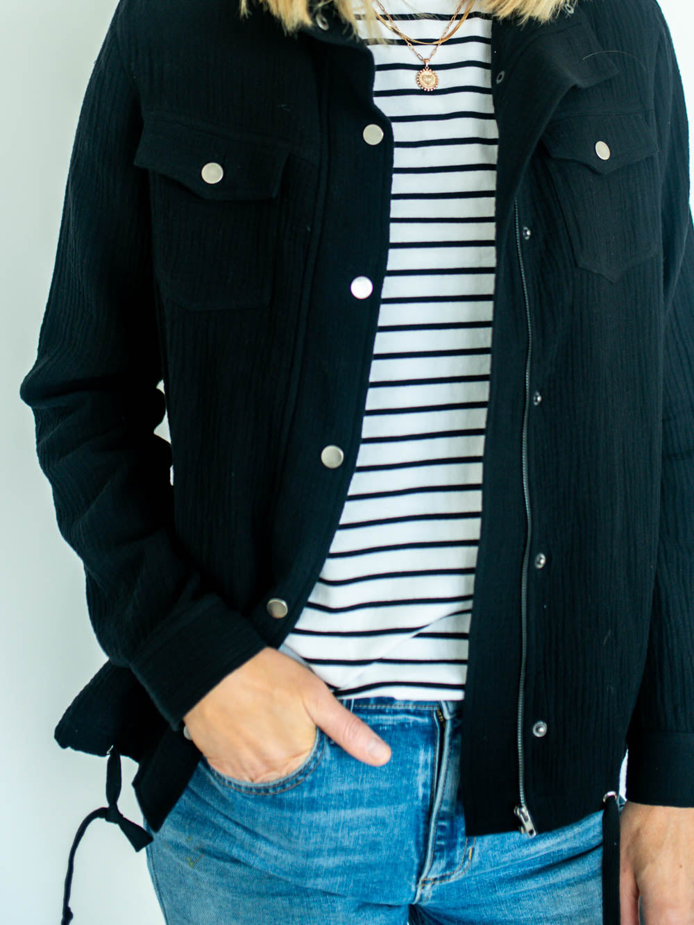 Ziggy Tall Gauze Jacket - Black