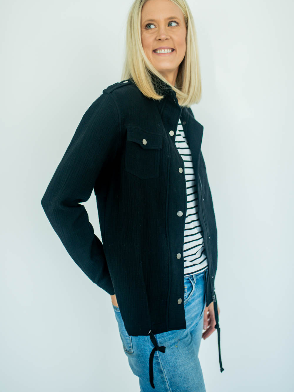 Ziggy Tall Gauze Jacket - Black