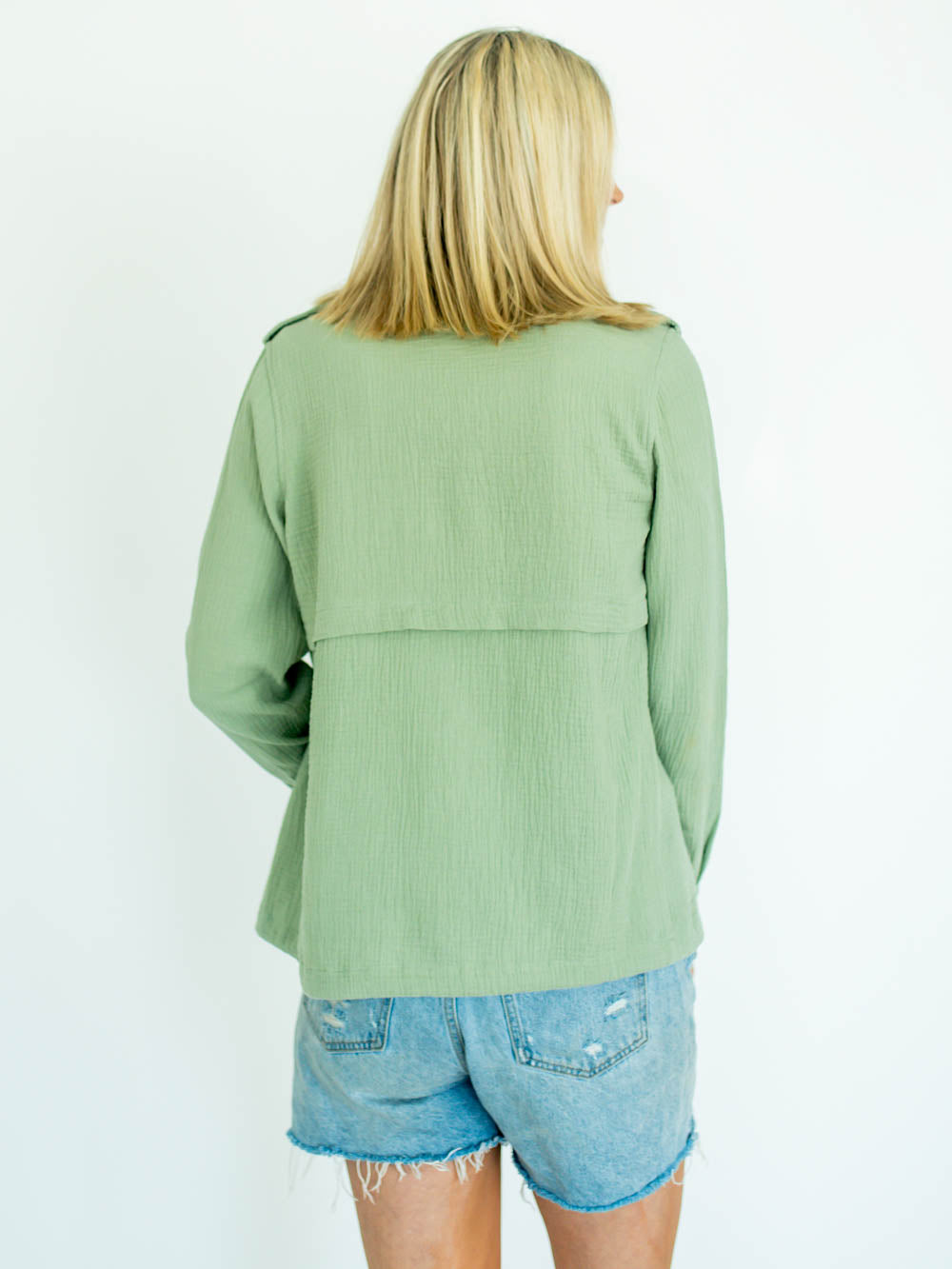 Ziggy Tall Gauze Jacket - Tea Green