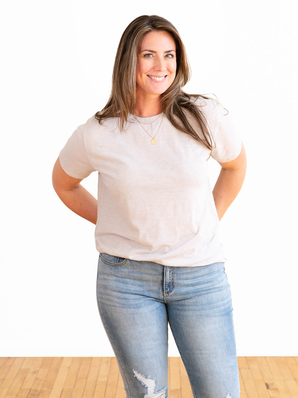 Women's Crew Neck Tall Tee Light Grey