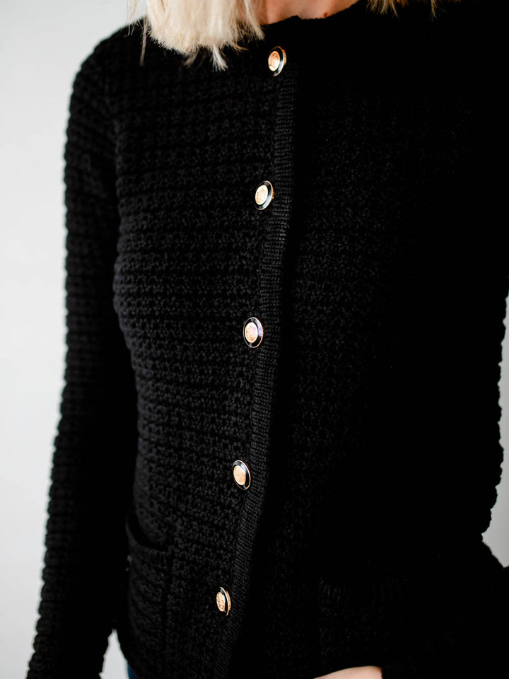 Black Woven Cardigan for Tall Ladies