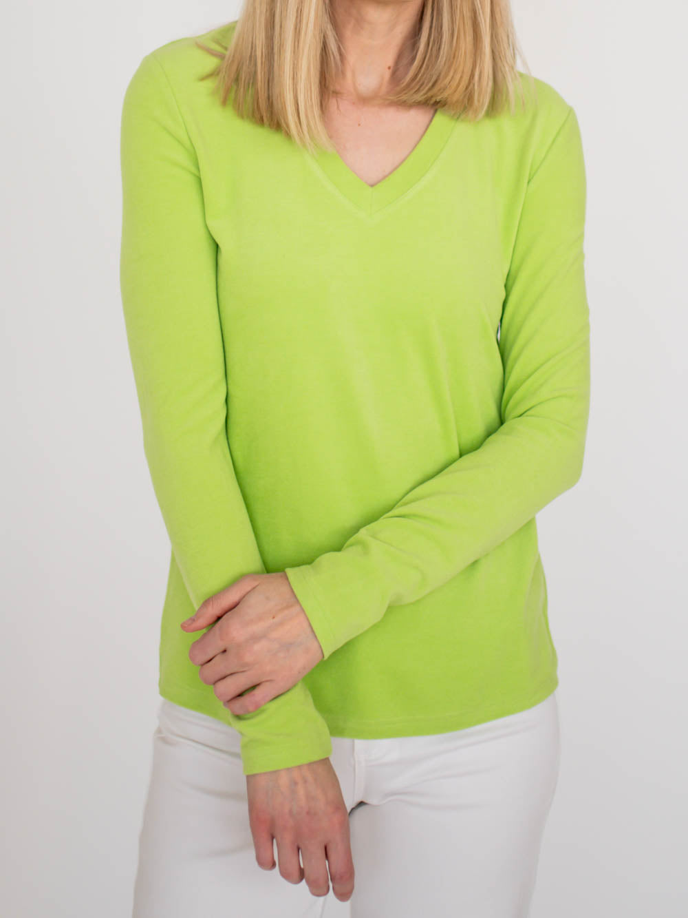 Maren V-Neck Tall Sweater - Lime