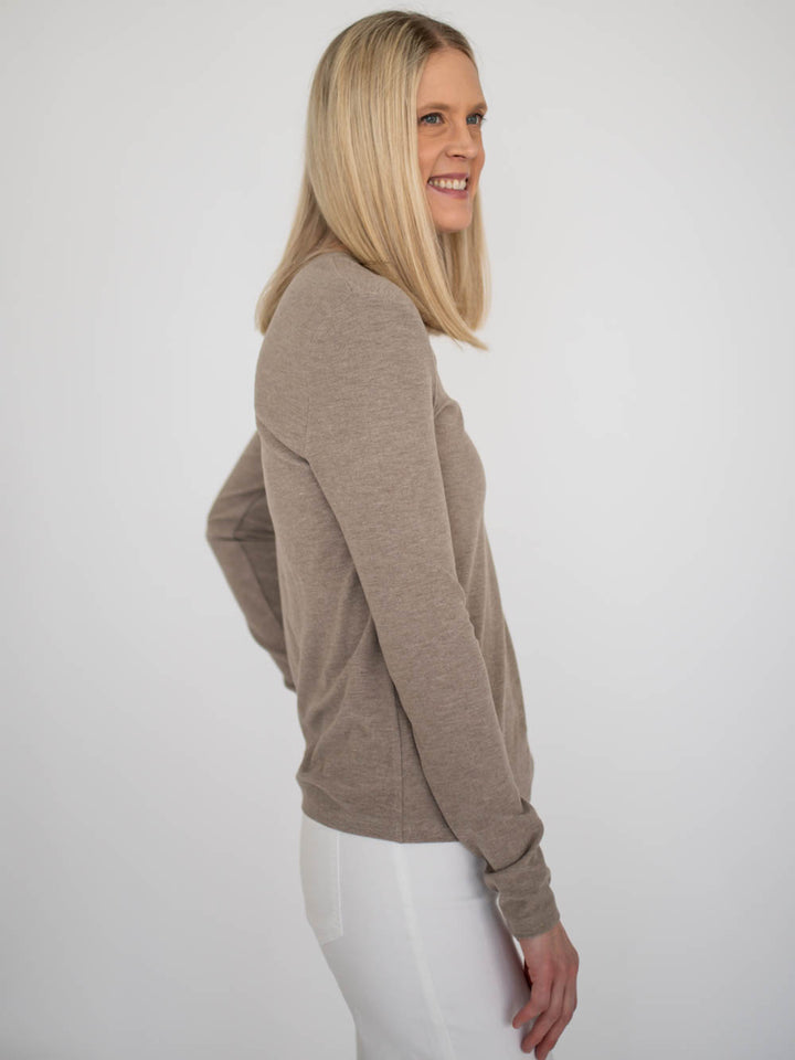 Maren V-Neck Tall Sweater - Warm Taupe