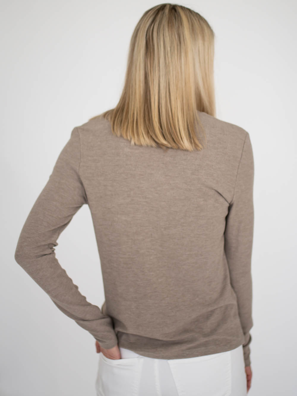 Maren V-Neck Tall Sweater - Warm Taupe