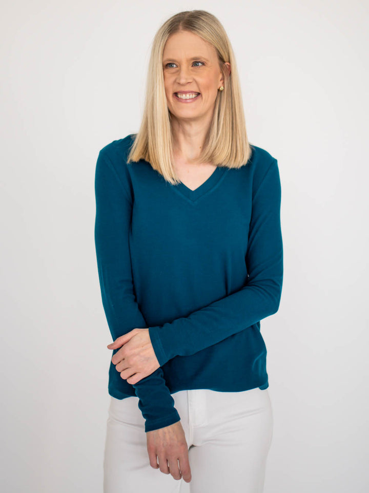 Maren V-Neck Tall Sweater - Marine