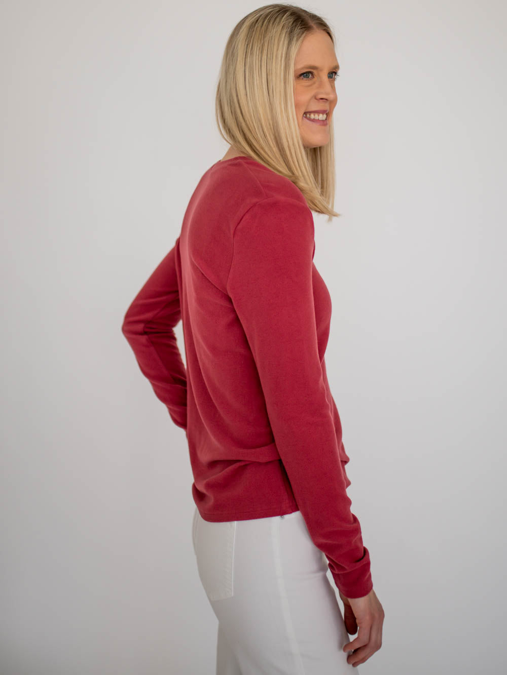 Maren V-Neck Tall Sweater - Deep Rose