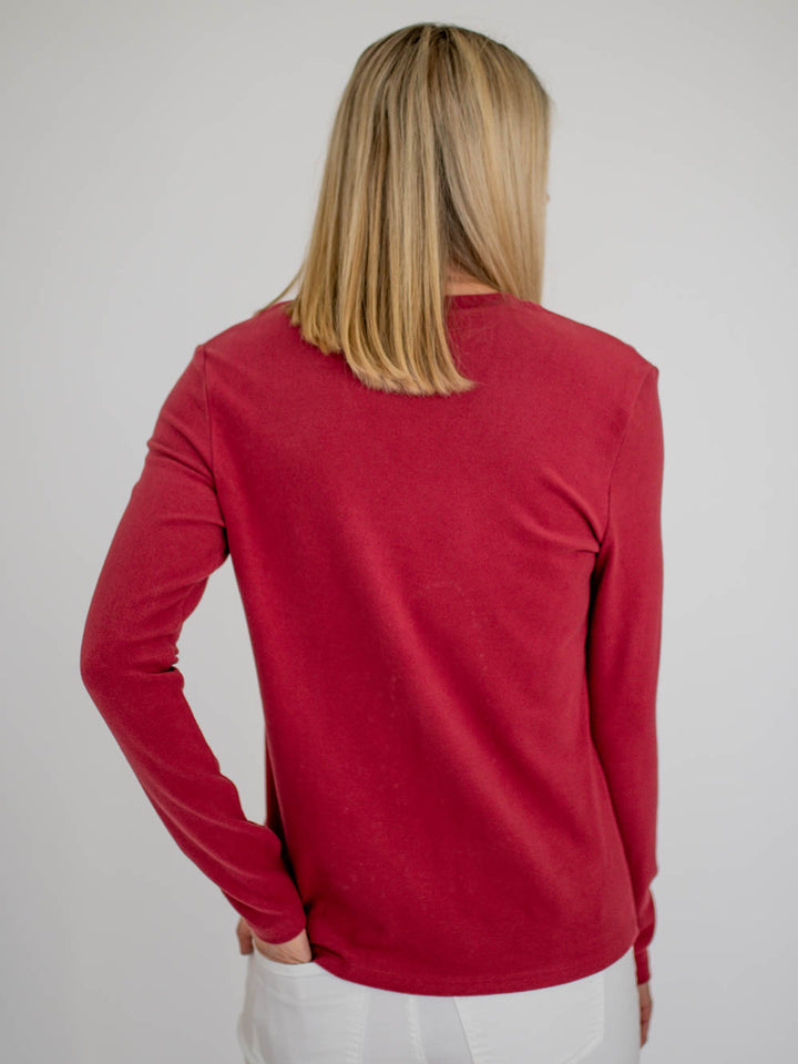 Maren V-Neck Tall Sweater - Deep Rose